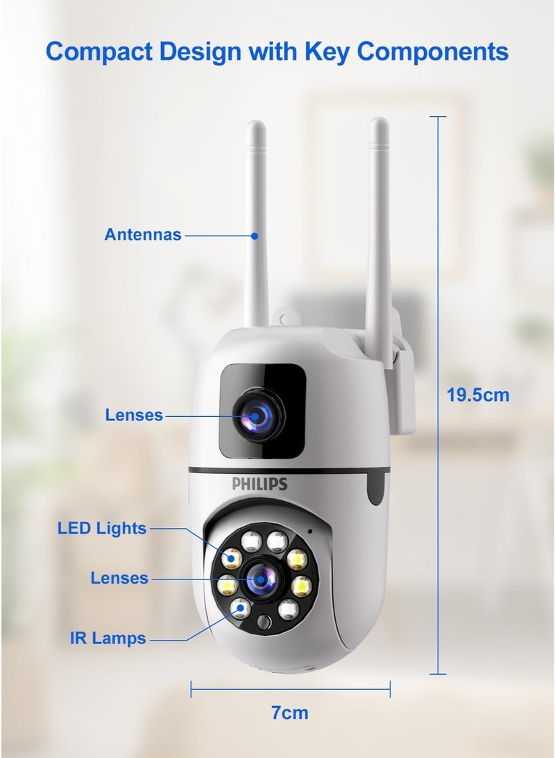 Philips 360° Dual-Lens Bullet & Dome Security Camera, Wall-Mount 1080P HD, AI-Enhanced Video, WiFi Human Motion Detection, Two-Way Audio Talk, Color Night Vision, Indoor/Outdoor Surveillance, Dual-User App Control, Wireless Home/Yard/Store Monitoring - Image 5